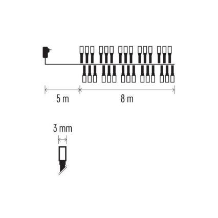 LED-slinga för utomhusbruk 400 LED, 13 m, IP44, varmvit