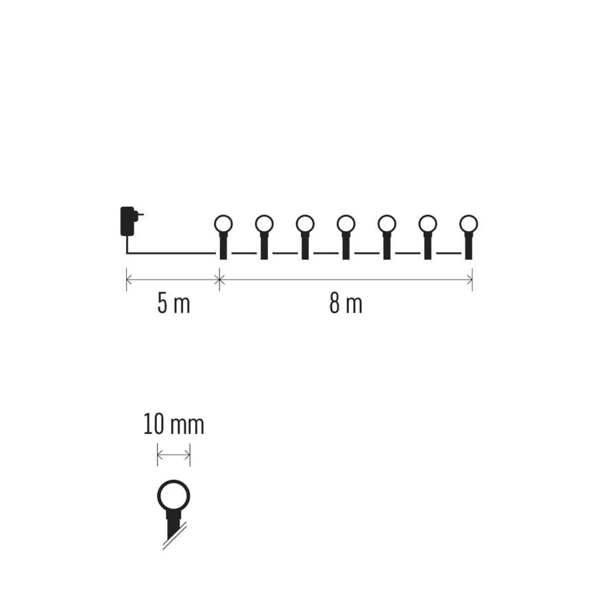 LED-slinga för utomhusbruk, 80 LED / 8 funktioner, 13 m, flerfärgad, IP44