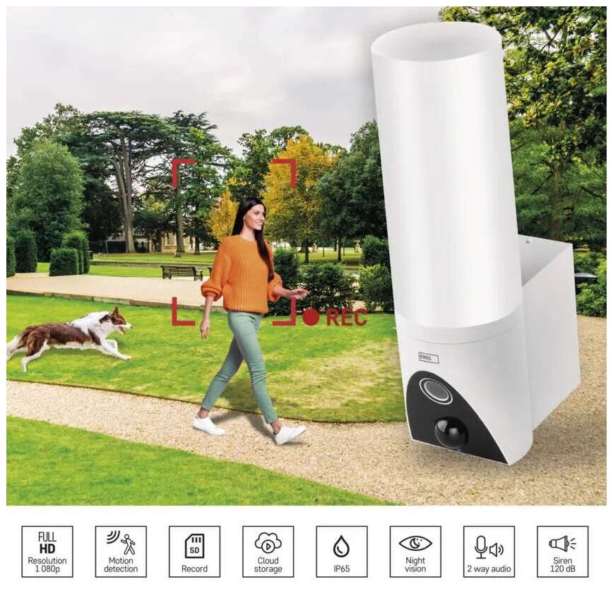 LED Smart utomhuskamera med belysning GoSmart LED/12W/230V IP65 Wi-Fi Tuya vit