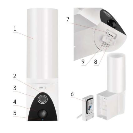 LED Smart utomhuskamera med belysning GoSmart LED/12W/230V IP65 Wi-Fi Tuya vit