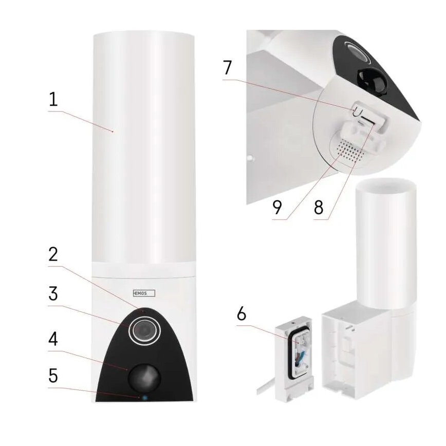 LED Smart utomhuskamera med belysning GoSmart LED/12W/230V IP65 Wi-Fi Tuya vit