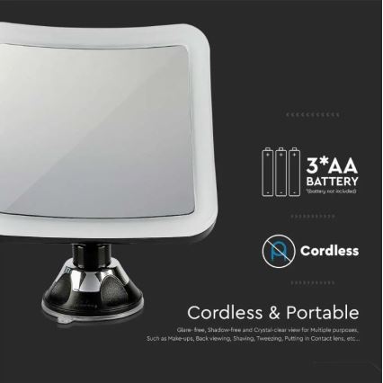 LED sminkspegel LED/3,2W/4,5V 3xAA IP44