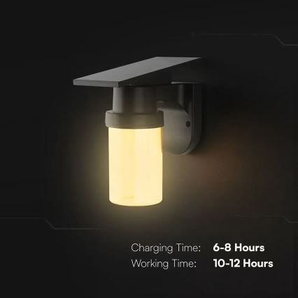 LED solcellsvägglampa LED/3,7V 2700/3200/5000K IP54 1800 mAh svart/rökbeige + fjärrkontroll