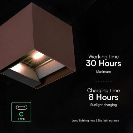 LED solcellsvägglampa med sensor LED/9W/3,7V 3000/4000/5000K IP65 2600 mAh brun