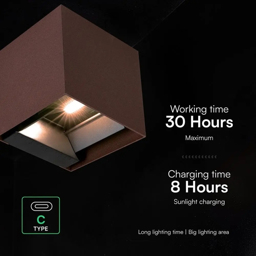 LED solcellsvägglampa med sensor LED/9W/3,7V 3000/4000/5000K IP65 2600 mAh brun