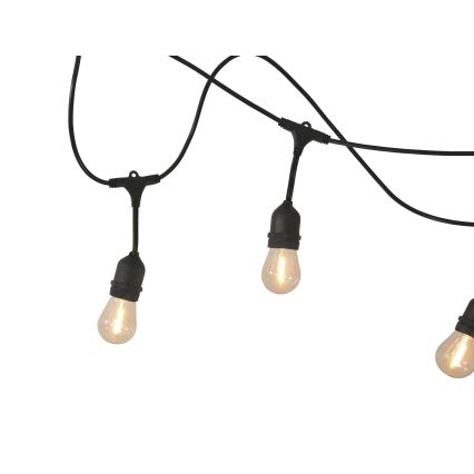 LED Dimbart solcellsljusslinga för utomhusbruk PARTY 10xE27/3,7V 1800 mAh 10 m IP44 + fjärrkontroll
