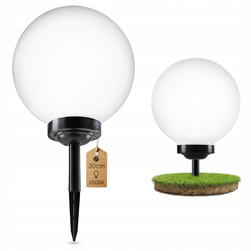 LED-solarlampa 1,2 V, 6500 K (dagsljus), 200 mAh, Ø 30 cm, IP44, vit/svart