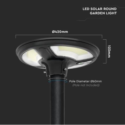 LED Solarlampa för utomhusbruk med sensor LED/10W/3,2V 6500K IP65 25000 mAh + fjärrkontroll
