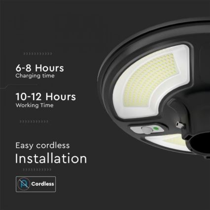 LED Solarlampa för utomhusbruk med sensor LED/10W/3,2V IP65 4000K 15000 mAh + fjärrkontroll