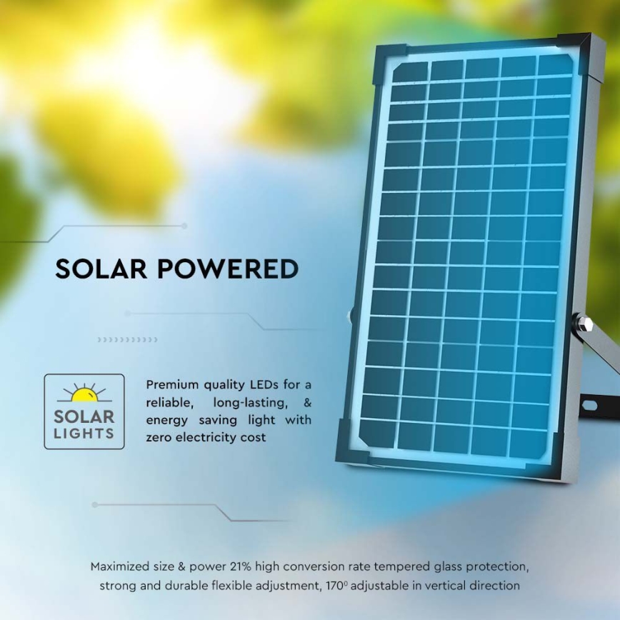 LED solcellsreflektor med sensor LED/30W/6,4V 4000K 6000 mAh + fjärrkontroll