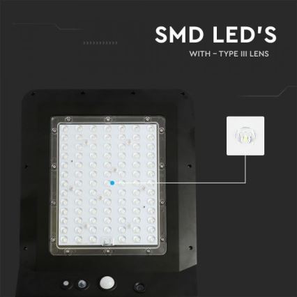 LED Solarlampa för utomhusbruk med sensor LED/40W/9,6V IP65 4000K + fjärrkontroll