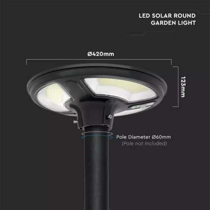 LED Solarlampa för utomhusbruk med sensor LED/7,5W/3,2V IP65 4000K 15000 mAh + fjärrkontroll