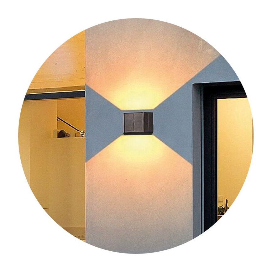LED Solcellsvägglampa CUBUS 2xLED/1,5W/3,7V 1500 mAh IP54