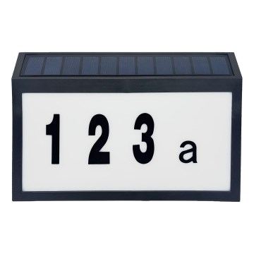 LED Solärt husnummer NUMERO LED/3,7V 6000K 1200 mAh IP44 svart