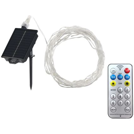 LED Solcell dekorativ slinga LED/3,7V 1800 mAh 10 m IP44 + fjärrkontroll