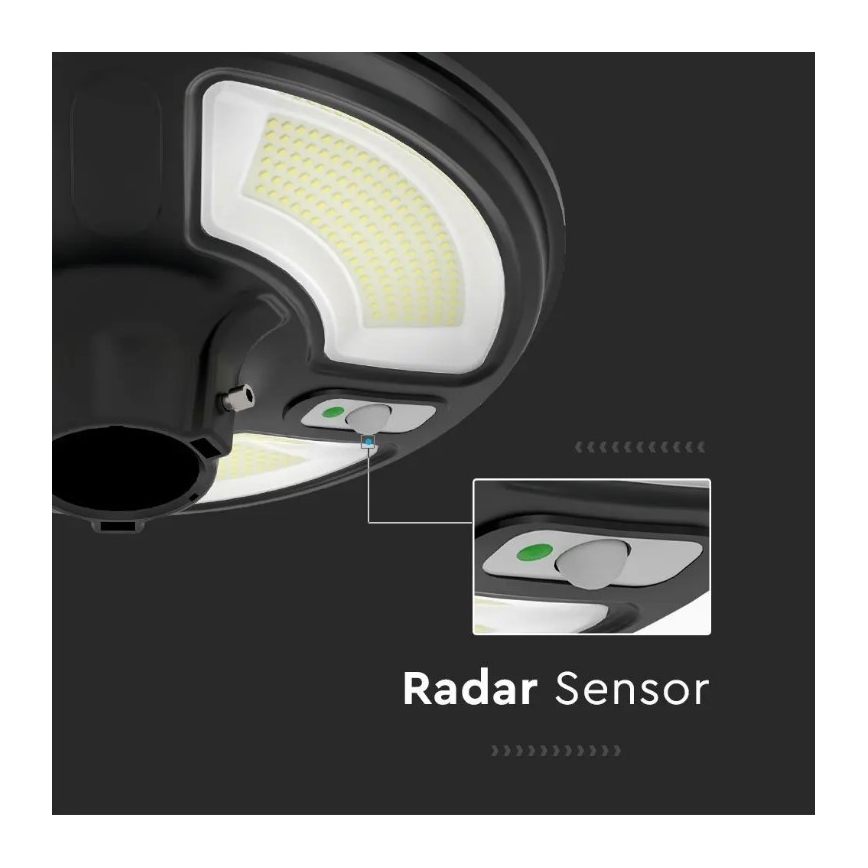 LED Solcell gatulampa med sensor LED/ 10W / 3,2V 6500K IP65 + fjärrkontroll