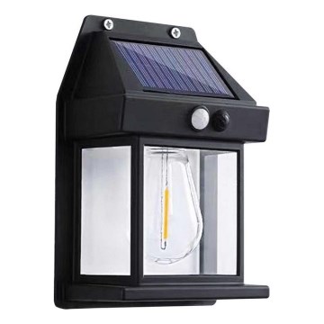 LED solcell väggbelysning med sensor LANTER LED/1W/3,7V IP44 svart