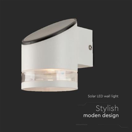 LED solcell väggbelysning med sensor LED/1W/3,7V IP54 3000K 1200 mAh vit