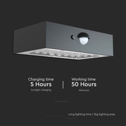 LED solcell väggbelysning med sensor LED/3W/3,7V 3000K/4000K IP65 1200 mAh svart