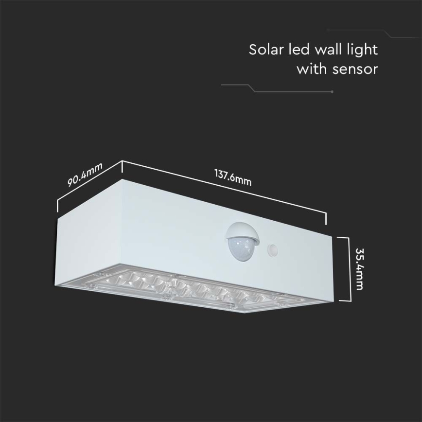 LED solcell väggbelysning med sensor LED/3W/3,7V 3000K/4000K IP65 vit