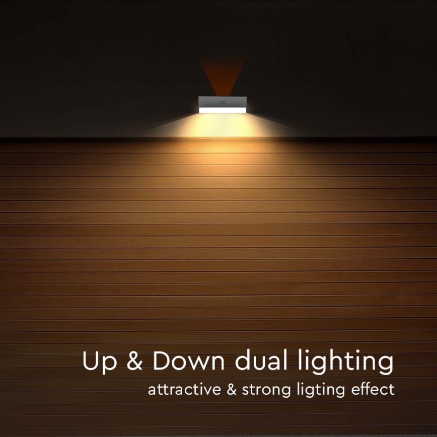 LED solcell väggbelysning med sensor LED/3W/3,7V 3000K/4000K IP65 vit