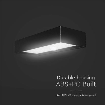 LED solcell väggbelysning med sensor LED/6W/3,7V IP65 4000K 3000 mAh svart