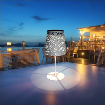 LED-solcellsdriven bordslampa LUVETRA LED/1xAA 4000K IP44 200 mAh vit