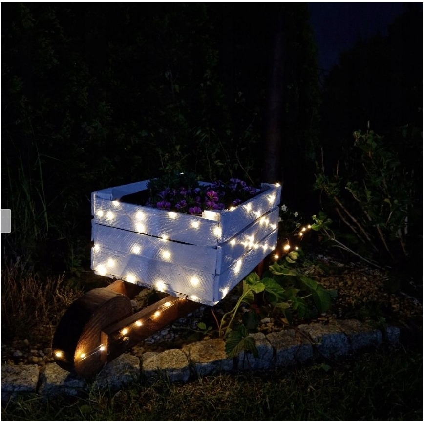 LED solcellsdriven dekorationsslinga 100x LED/1,2 V 800 mAh 7 m IP44 svart