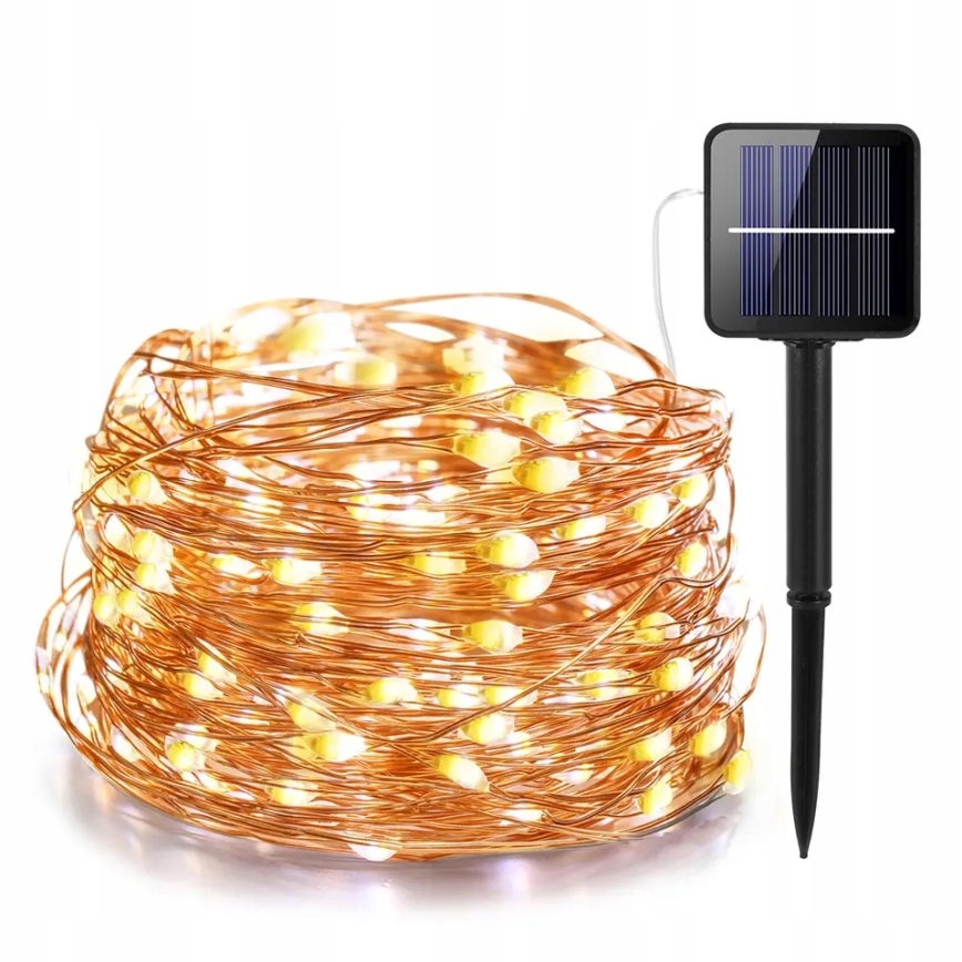 LED solcellsdriven dekorationsslinga 100x LED/1,2 V 800 mAh 7 m IP44 svart