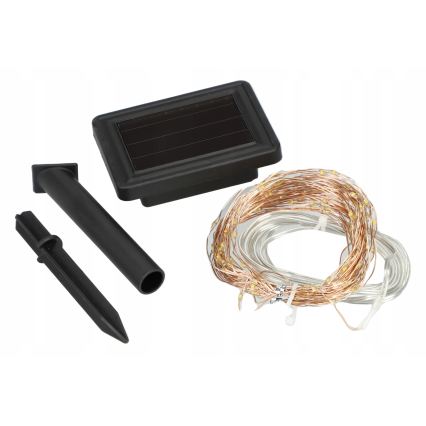 LED solcellsdriven dekorationsslinga 100x LED/1,2 V 800 mAh 7 m IP44 svart