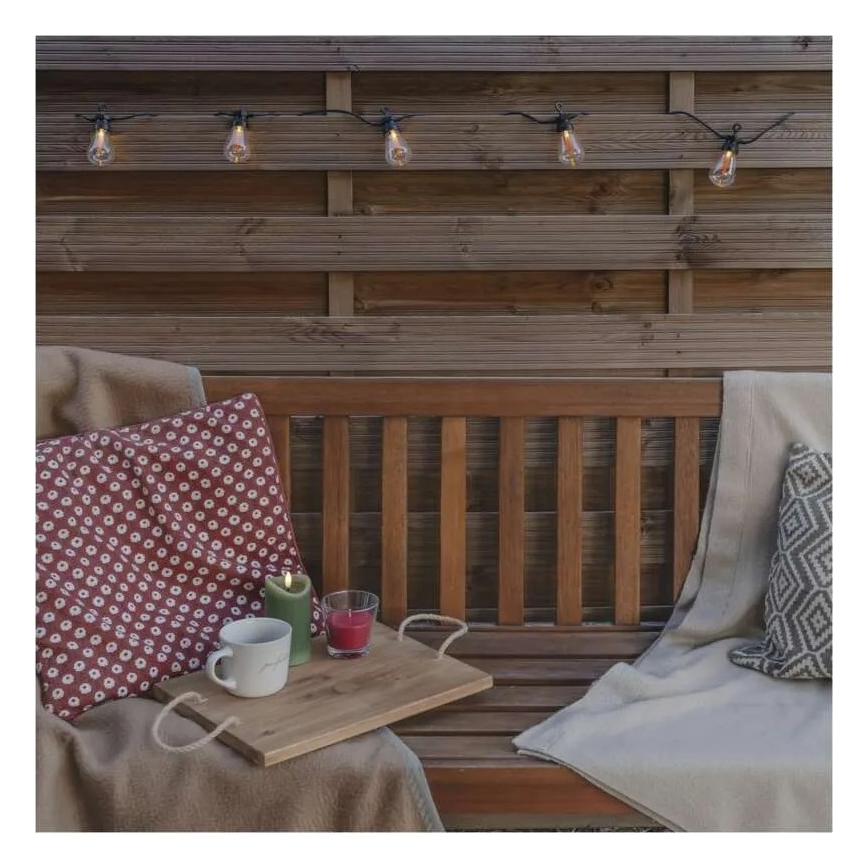 LED-solcellsdriven dekorationsslinga 10xLED/0,6W/1,2V 4,5m IP44 800 mAh