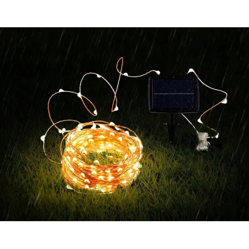 LED solcellsdriven dekorationsslinga 200×LED/1,2 V 800 mAh 12 m IP44 svart