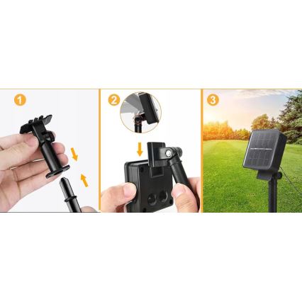 LED solcellsdriven dekorationsslinga 20x LED / 8 funktioner 500 mAh 7,6 m IP67 varmvit