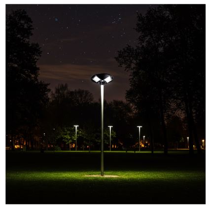 Dimbar LED-solcellsgatlampa med sensor LED/15W/6V 11000 mAh 6500K IP65 svart + fjärrkontroll
