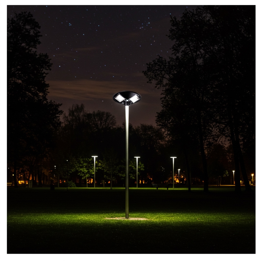 Dimbar LED-solcellsgatlampa med sensor LED/15W/6V 11000 mAh 6500K IP65 svart + fjärrkontroll
