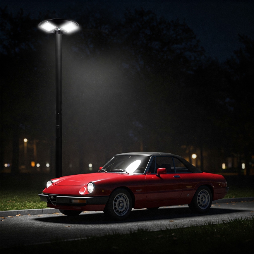 Dimbar LED-solcellsgatlampa med sensor LED/15W/6V 11000 mAh 6500K IP65 svart + fjärrkontroll