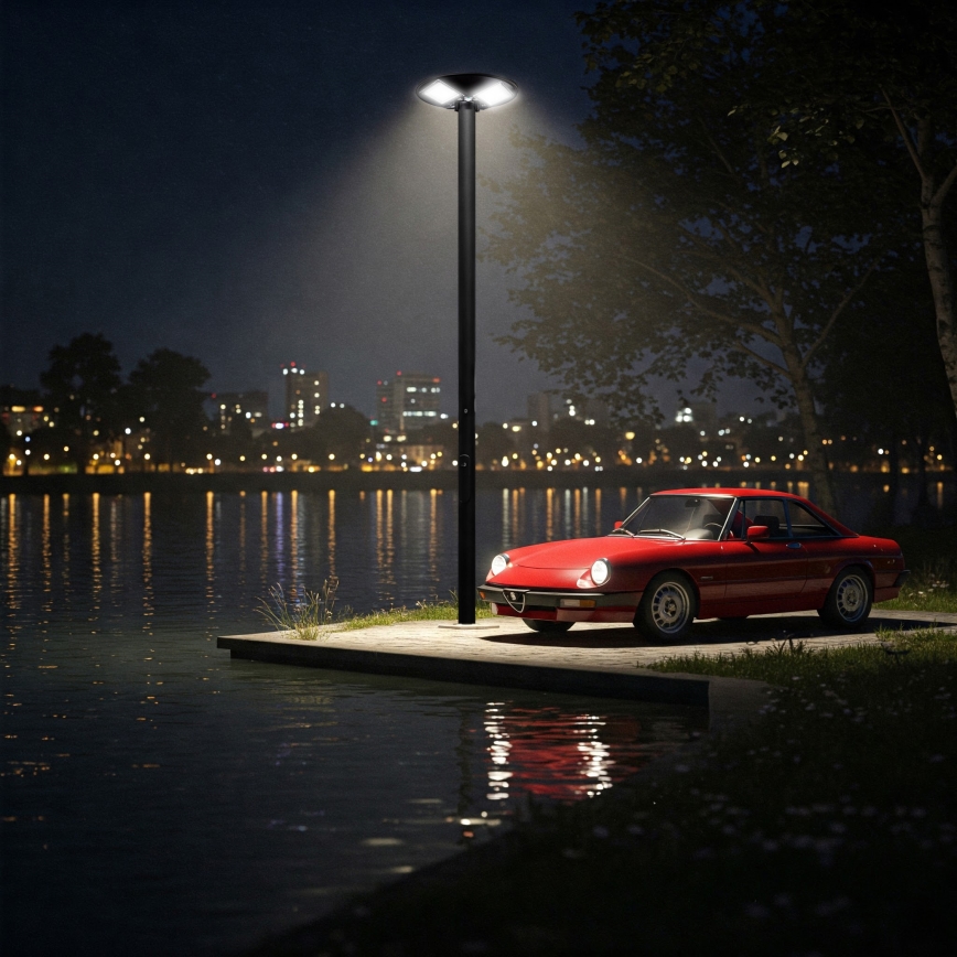 Dimbar LED-solcellsgatlampa med sensor LED/15W/6V 11000 mAh 6500K IP65 svart + fjärrkontroll