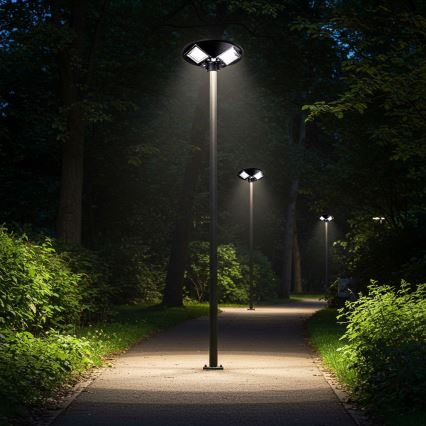Dimbar LED-solcellsgatlampa med sensor LED/15W/6V 11000 mAh 6500K IP65 svart + fjärrkontroll