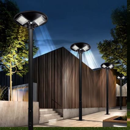 Dimbar LED-solcellsgatlampa med sensor LED/15W/6V 11000 mAh 6500K IP65 svart + fjärrkontroll