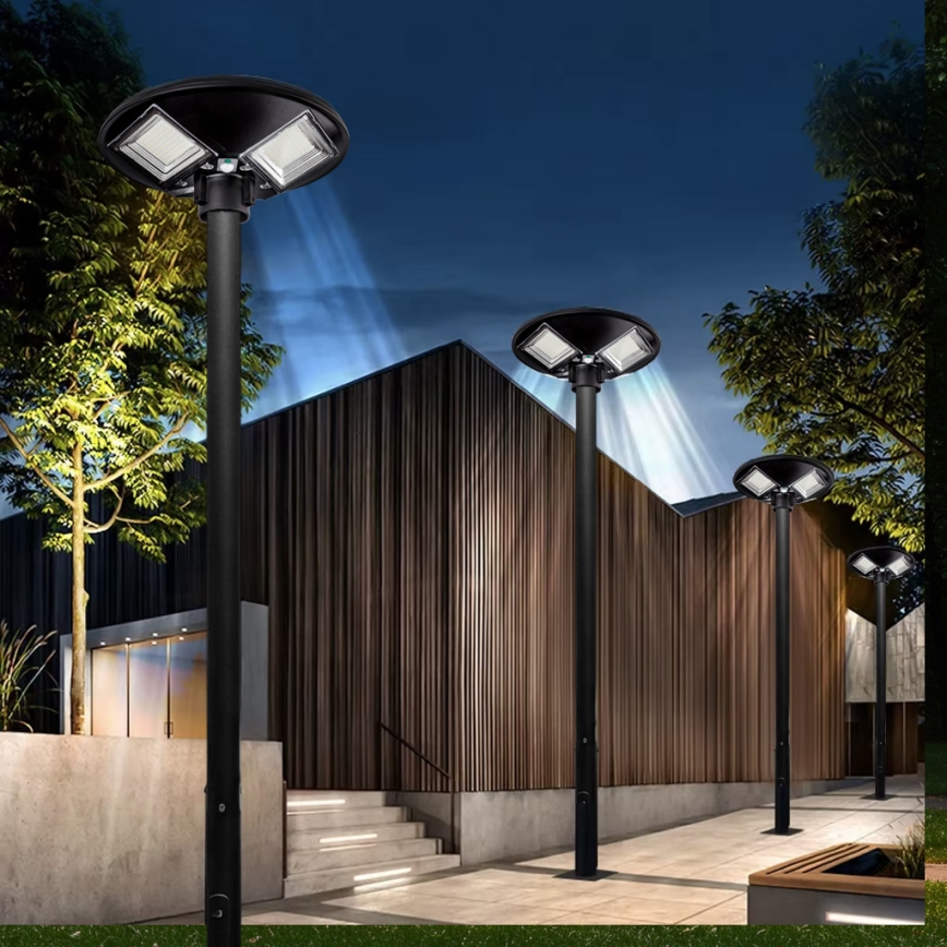 Dimbar LED-solcellsgatlampa med sensor LED/15W/6V 11000 mAh 6500K IP65 svart + fjärrkontroll
