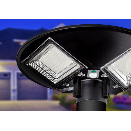 Dimbar LED-solcellsgatlampa med sensor LED/15W/6V 11000 mAh 6500K IP65 svart + fjärrkontroll
