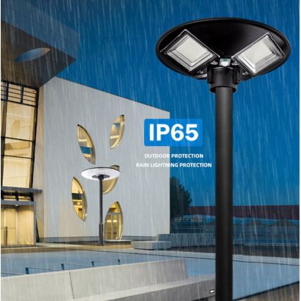 Dimbar LED-solcellsgatlampa med sensor LED/15W/6V 11000 mAh 6500K IP65 svart + fjärrkontroll