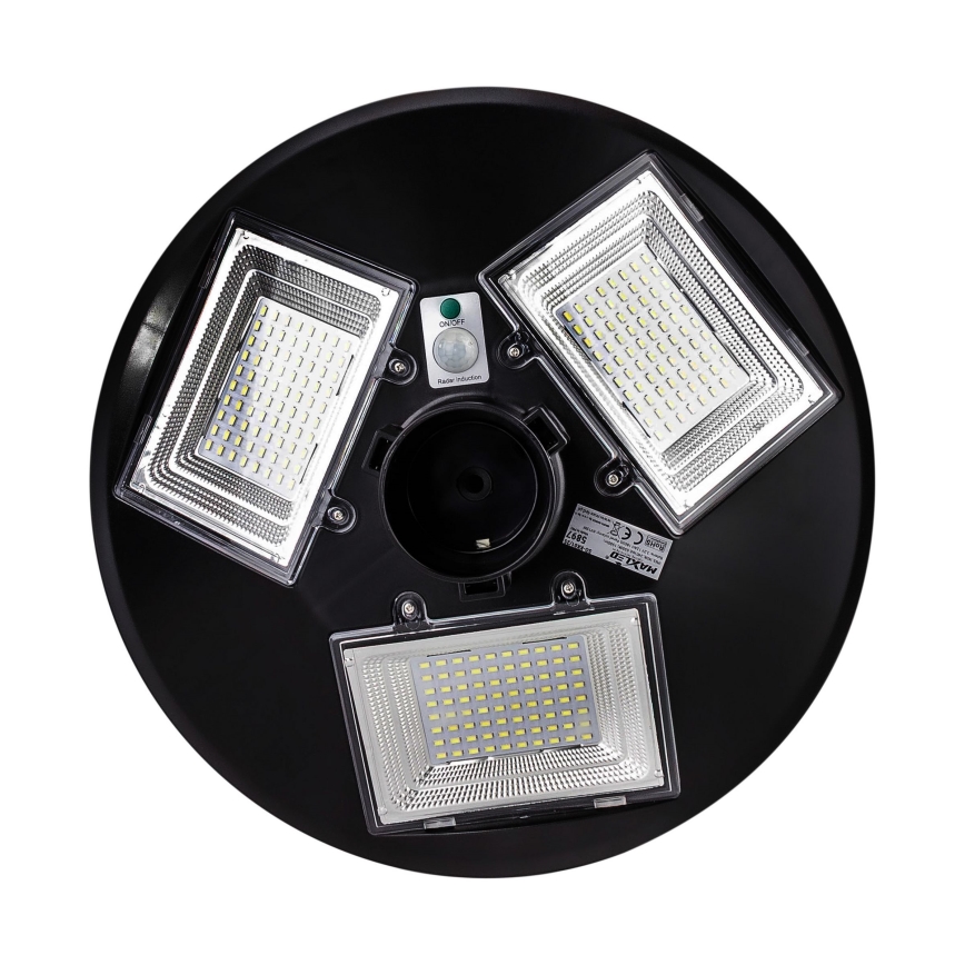 Dimbar LED-solcellsgatlampa med sensor LED/15W/6V 11000 mAh 6500K IP65 svart + fjärrkontroll