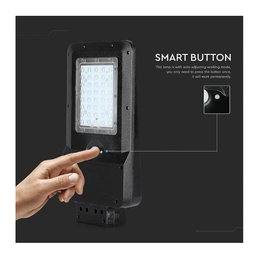 LED-solcellsdriven gatlampa med sensor LED/15W/7,4V 4000K IP65 10800 mAh