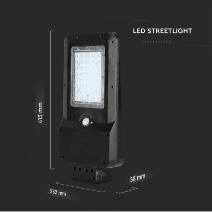 LED-solcellsdriven gatlampa med sensor LED/15W/7,4V 4000K IP65 10800 mAh