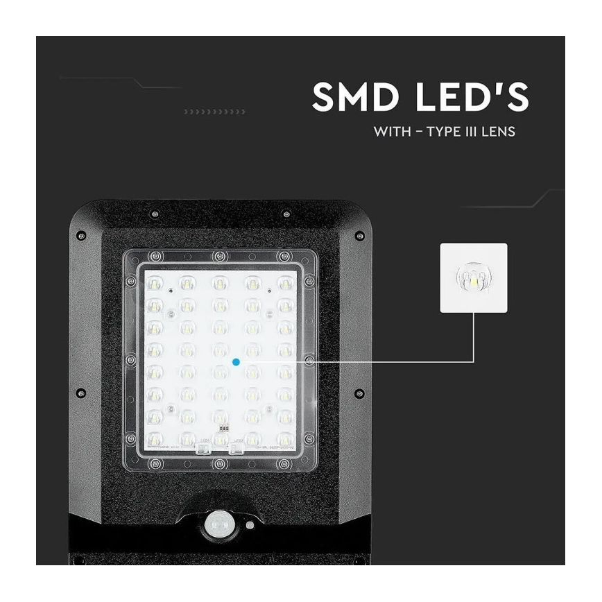 LED solcellsdriven gatlampa med sensor LED/15W/7,4V 6000K IP65 5400 mAh