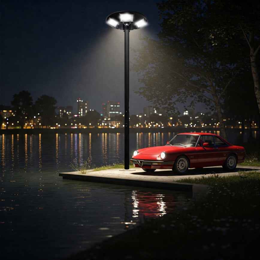LED dimbar solcellsgatulampa med sensor LED/22W/6V 18000 mAh 6500K IP65 svart + fjärrkontroll