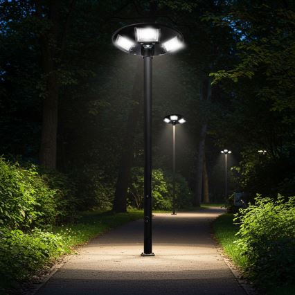 LED dimbar solcellsgatulampa med sensor LED/22W/6V 18000 mAh 6500K IP65 svart + fjärrkontroll
