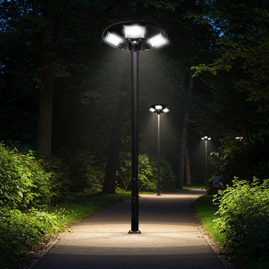 LED dimbar solcellsgatulampa med sensor LED/22W/6V 18000 mAh 6500K IP65 svart + fjärrkontroll