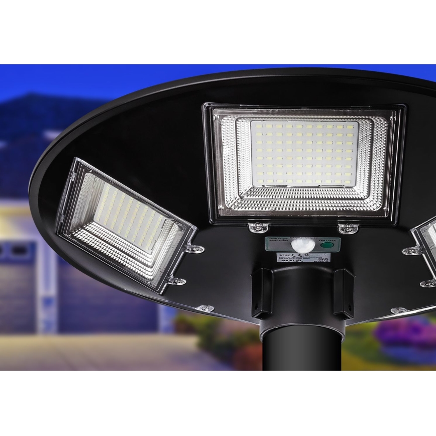 LED dimbar solcellsgatulampa med sensor LED/22W/6V 18000 mAh 6500K IP65 svart + fjärrkontroll